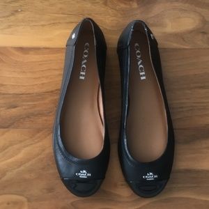 Coach - Black Ballet Leather + Patent Toe flats